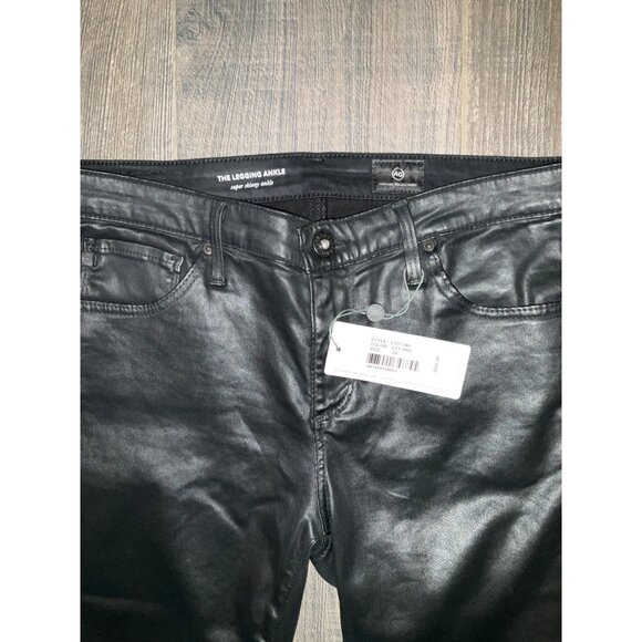 AG Black Leatherette Legging Ankle Super Skinny Jeans Size 28 - Picture 3 of 5